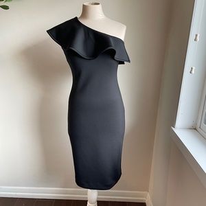 Calvin Klein size 2 LBD one shoulder ruffle. Scuba fabric.